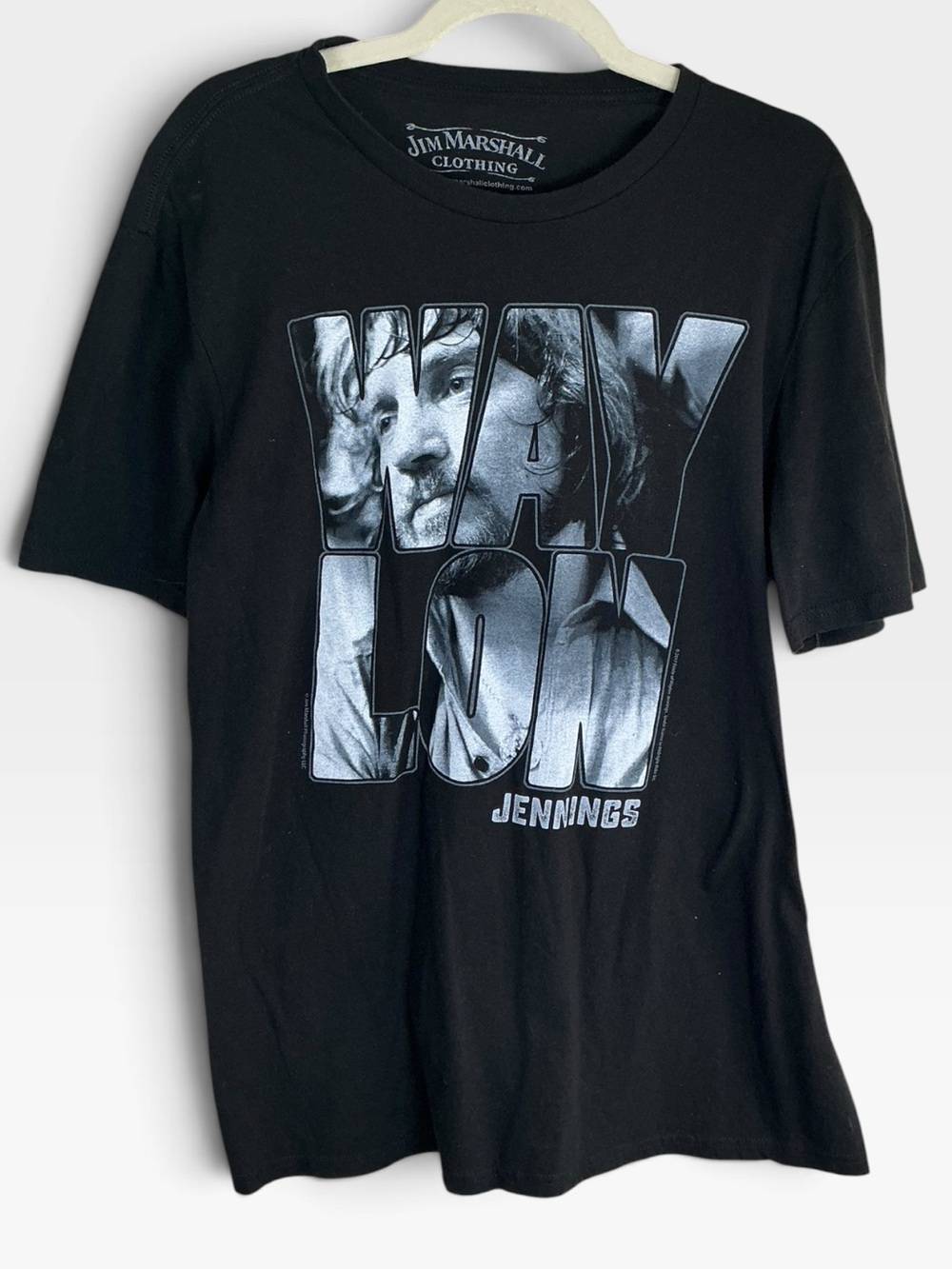 Jim Marshall Waylon Jennings Graphic T-Shirt Black Country Music Tee L